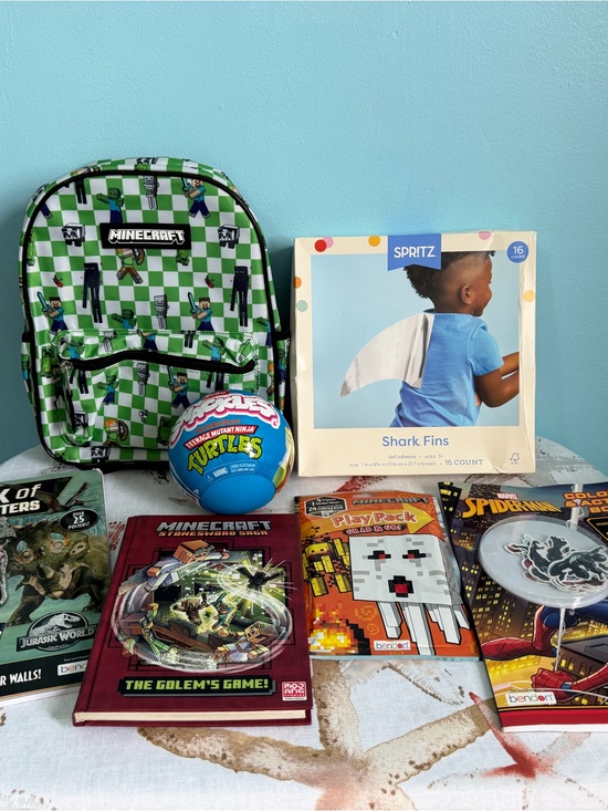 Other - Minecraft backpack, books, flippers, toys